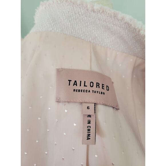 Tailored by Rebecca Taylor Slub suiting Tweed Jacket Blazer Pale Pink 6 - Picture 8 of 14
